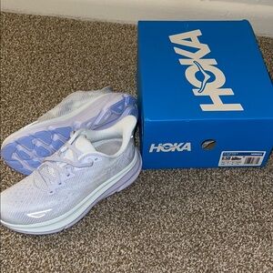 HOKA White and Purple Running Shoes